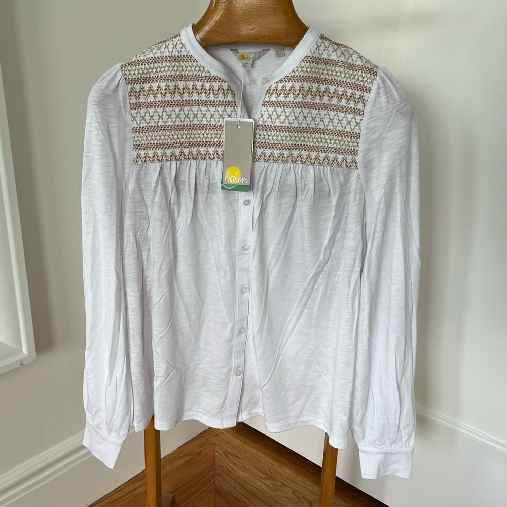 NWT Boden smocked jersey shirt